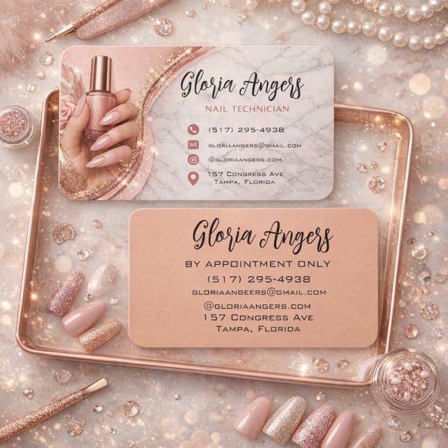 Customizable Nail Technician Business Card Visitkort (Skapare uppladdad)