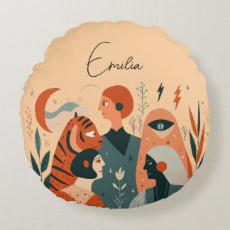 Customizable Name Round Pillow – Perfect for Gifti Rund Kudde