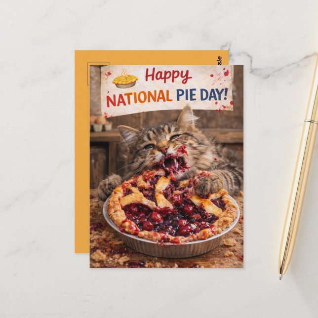Customizable National Pie Day Postcard Vykort (Fram/Back In Situ)