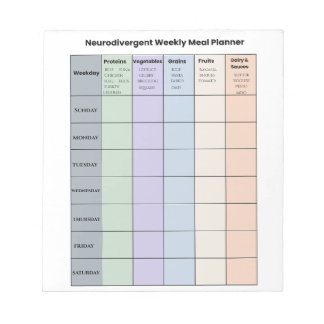 Customizable Neurodivergent Weekly Meal Planner Anteckningsblock