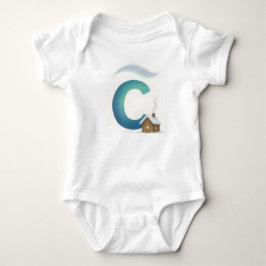 Customizable Northern Lights Letter C Winter Cabin T Shirt