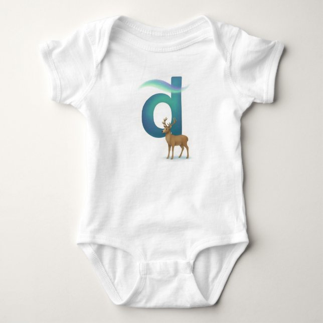 Customizable Northern Lights Letter D Deer T Shirt (Framsida)