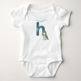 Customizable Northern Lights Letter H Husky Puppy T Shirt