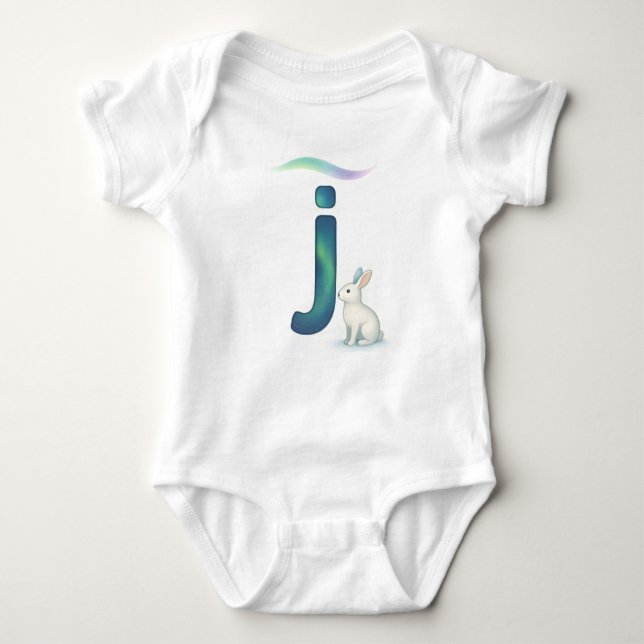 Customizable Northern Lights Letter J Jackrabbit T Shirt (Framsida)