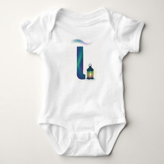Customizable Northern Lights Letter L Lantern T Shirt (Framsida)