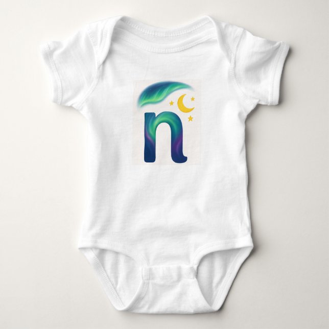 Customizable Northern Lights Letter N Night Sky T Shirt (Framsida)