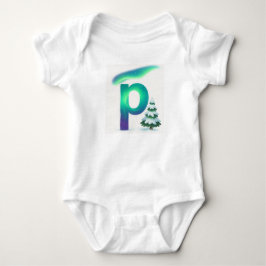 Customizable Northern Lights Letter P Winter Pine T Shirt
