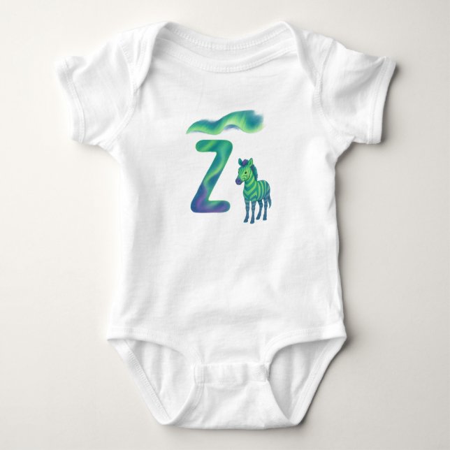 Customizable Northern Lights Letter Z Aurora Zebra T Shirt (Framsida)