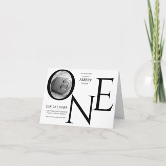 Customizable ONE First Birthday Photo Inbjudan