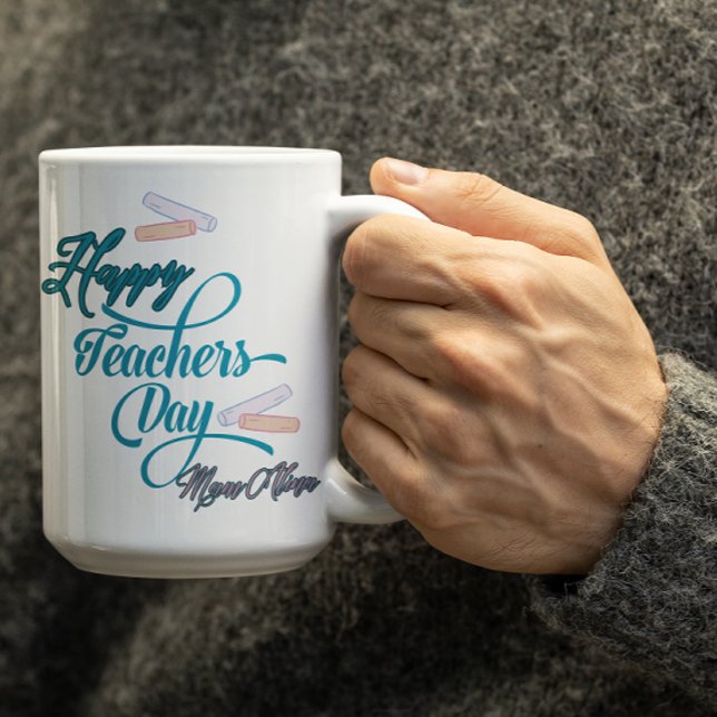 Customizable Pastel Blue Happy Teachers Day  Kaffemugg (Skapare uppladdad)