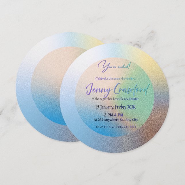 Customizable Pastel Gradient Round Wedding Brunch  Inbjudningar (Fram/baksida)