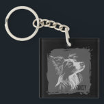 Customizable Pet Dog Portrait<br><div class="desc">Celebrate your favorite furry friend with this custom pet portrait keychain. Set against a modern, distressed-edge background this high-quality charm is the perfect memorial or daily accessory for dog lovers. Whether it's for a birthday, holiday, or a "just because" gift, this durable and stylish key ring keeps your pet close...</div>