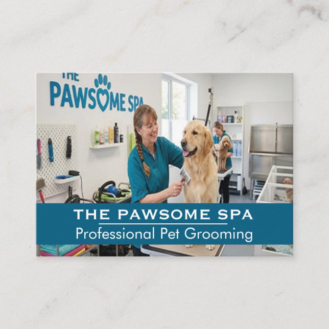 Customizable Pet Groomer Business Card Visitkort (Framsida)