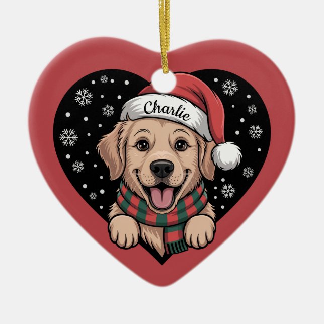 Customizable Pet Name Christmas Julgransprydnad Keramik (Framsidan)
