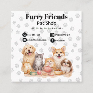 Customizable Pet Shop Business Card  Fyrkantigt Visitkort