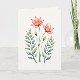 Customizable Pink Floral Greeting Card Kort