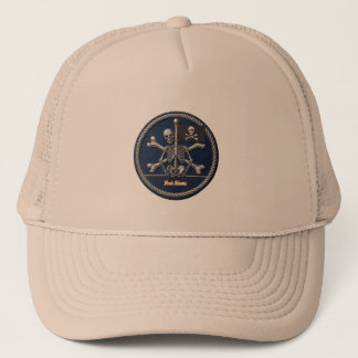 Customizable Pirate Skull Trucker Hat: Personalize Keps