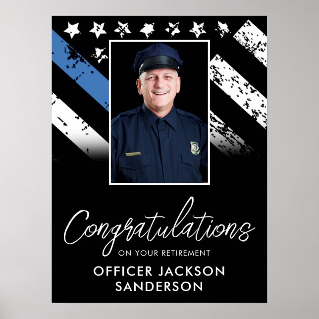 Customizable Police Retirement Photo Party Welcome Poster (Framsidan)