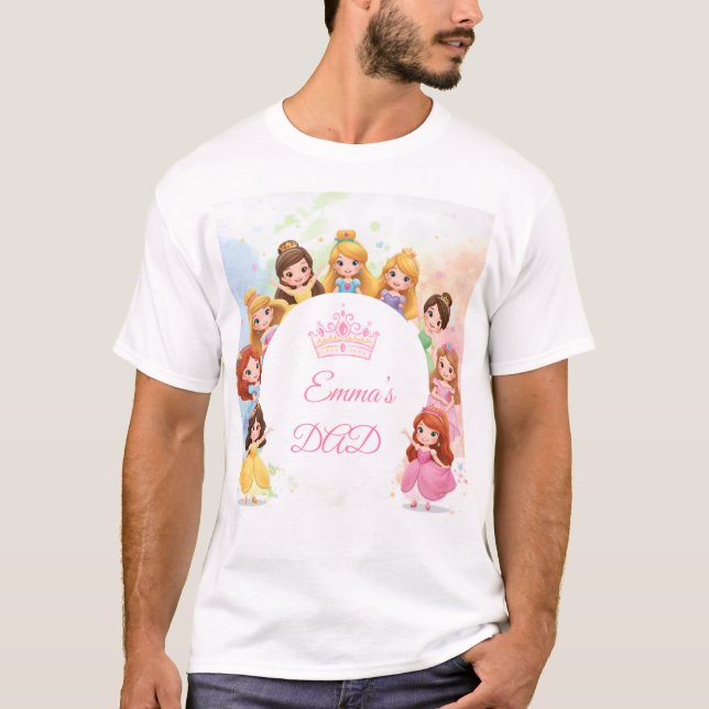 Customizable Princess Birthday T-Shirt for Dad (Framsida)