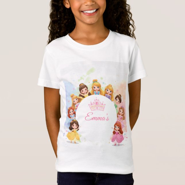 Customizable Princess Girl Birthday T-Shirt (Framsida)