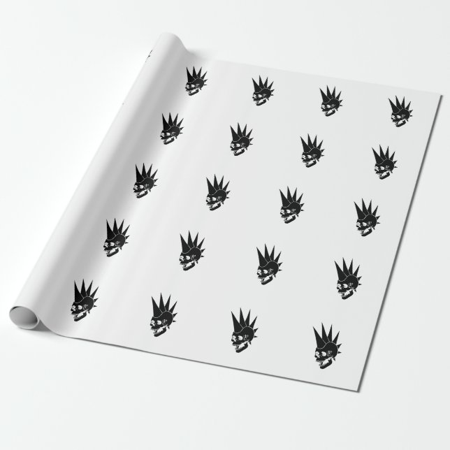 Customizable Punk Skull Version 2 Presentpapper (Utrullad)