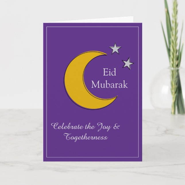 Customizable Purple Eid Invitation Card Kort (Framsida)