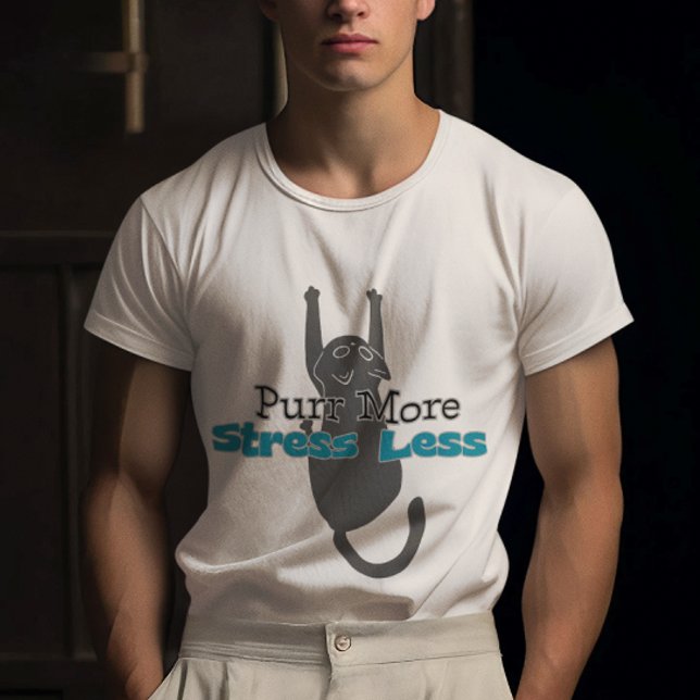 Customizable Purr More Stress Less  T Shirt (Skapare uppladdad)