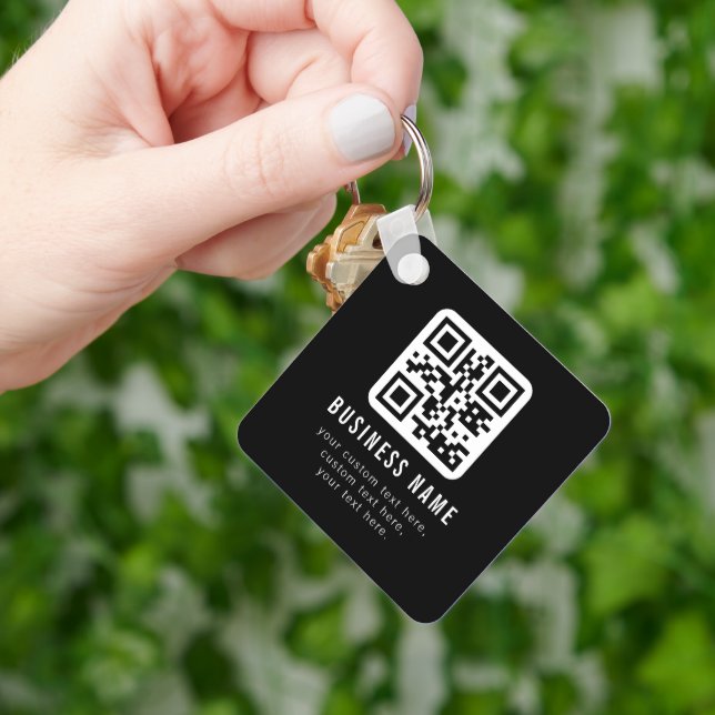 Customizable QR Code & Editable Text Design Nyckelring (Hand)