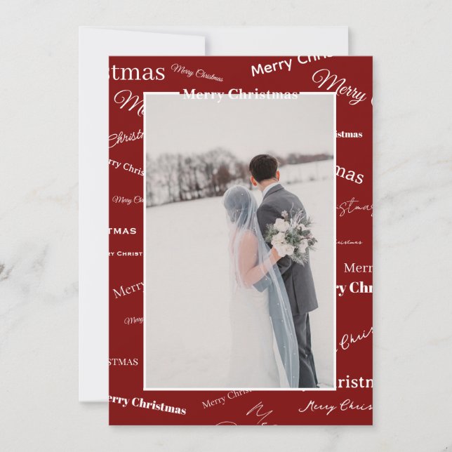 Customizable Red and White Christmas Card  Julkort (Framsida)