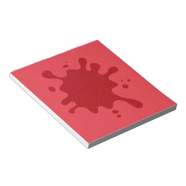 Customizable Red Ink Splash Notepad Anteckningsblock (Vinklad)