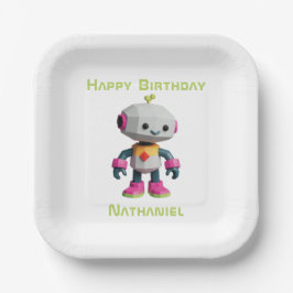 Customizable Robot Kids Paper Plates