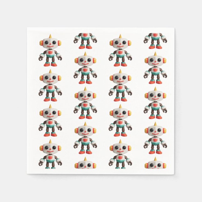 Customizable Robot Kids Pappersservett (Framsidan)