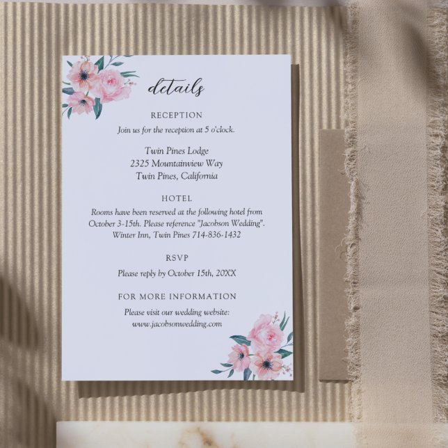 Customizable Rose Wedding Enclosure Card Tilläggskort (Skapare uppladdad)