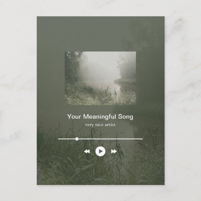 Customizable Sage Green Riverside Music Player Vykort (Framsida)