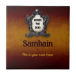 Customizable Samhain Ceramic Tile Kakelplatta<br><div class="desc">Elevate your autumn celebrations and rituals with this captivating ceramic tile, adorned with evocative imagery and the word "Samhain" artfully inscribed at its center. This unique design honors the turning of the wheel and the deep mystery of the season. Crafted for both beauty and durability, this tile is perfect as...</div>