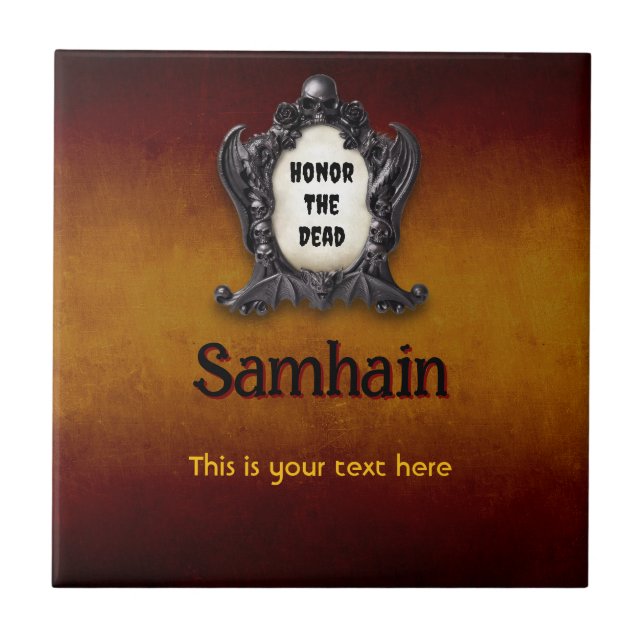 Customizable Samhain Ceramic Tile Kakelplatta (Framsidan)