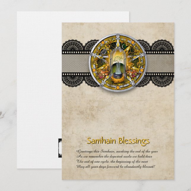 Customizable Samhain Greeting Card Tack Kort (Fram/baksida)