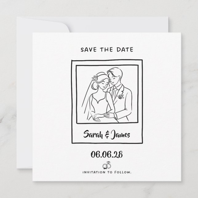 Customizable Save the Date  Bride groom Inbjudningar (Framsida)