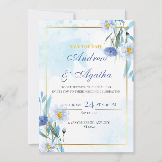 Customizable save the date weddind invitation tack kort (Framsida)