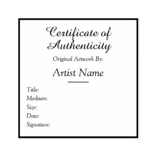 Customizable Square Certificate of Authenticity Stämpel