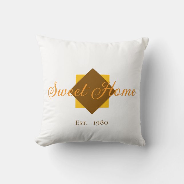 Customizable Sweet Home Throw Pillow – Est. xx Kudde (Framsida)