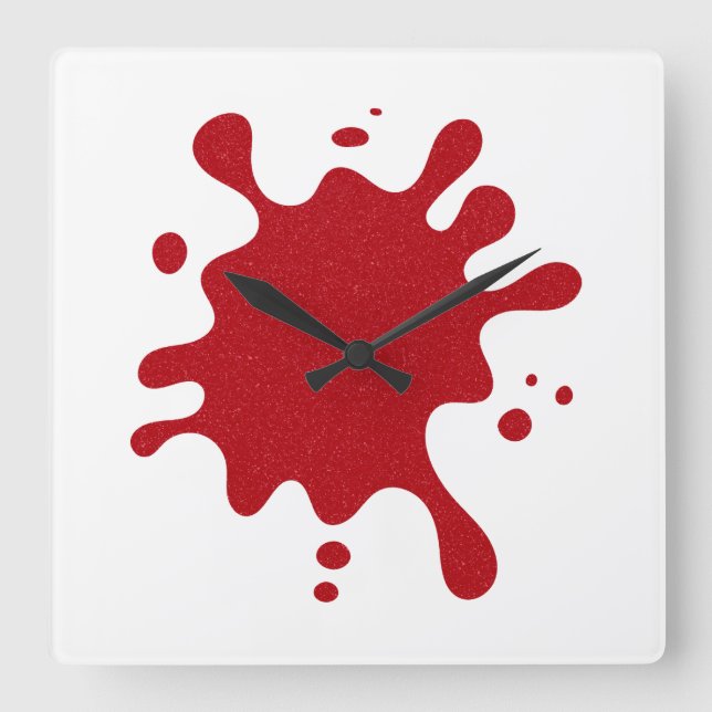 Customizable Tomato Red Splatter Wall Clock Fyrkantig Klocka (Framsida)