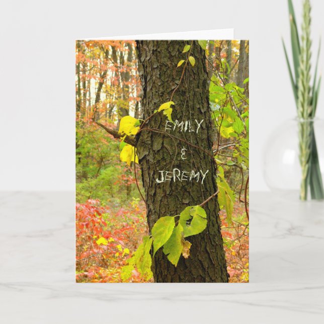 CUSTOMIZABLE//TREE MED "SNED" NAMES-/FALLLÖV KORT (Framsida)