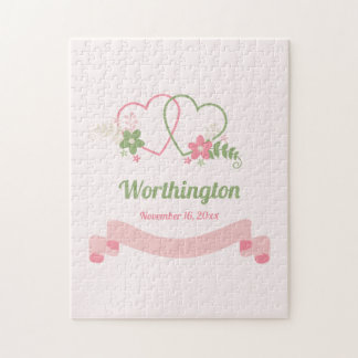 Customizable Two Linked Hearts Love Design Pussel