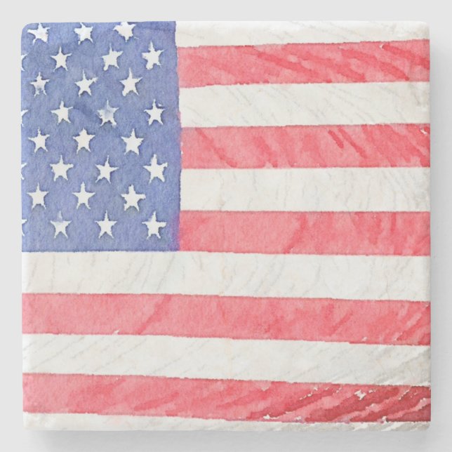 Customizable USA American Flag Marble Coaster Set  Stenunderlägg (Framsidan)
