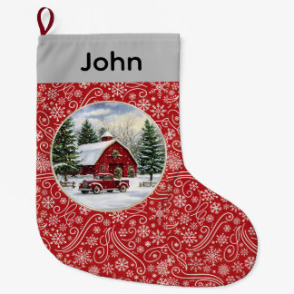 Customizable Vintage Country Christmas Stor Julstrumpa