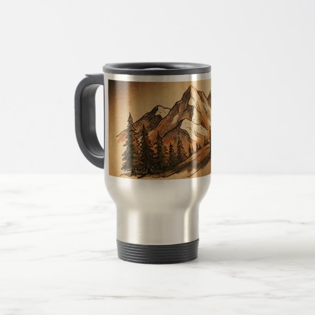 Customizable Vintage Mountain Travel Tumbler Resemugg (Framsida vänster)