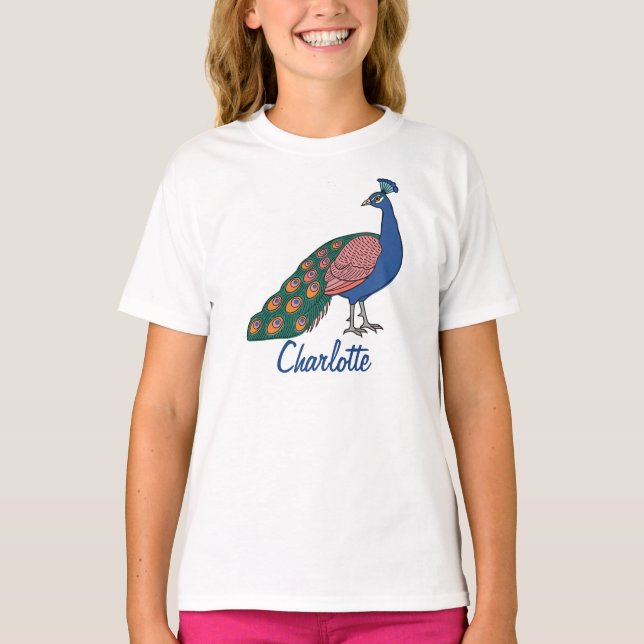 customizable Vivid Humble Peacock  T Shirt (Framsida)
