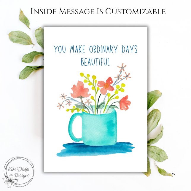 Customizable Watercolor Floral Love Card Kort (Skapare uppladdad)