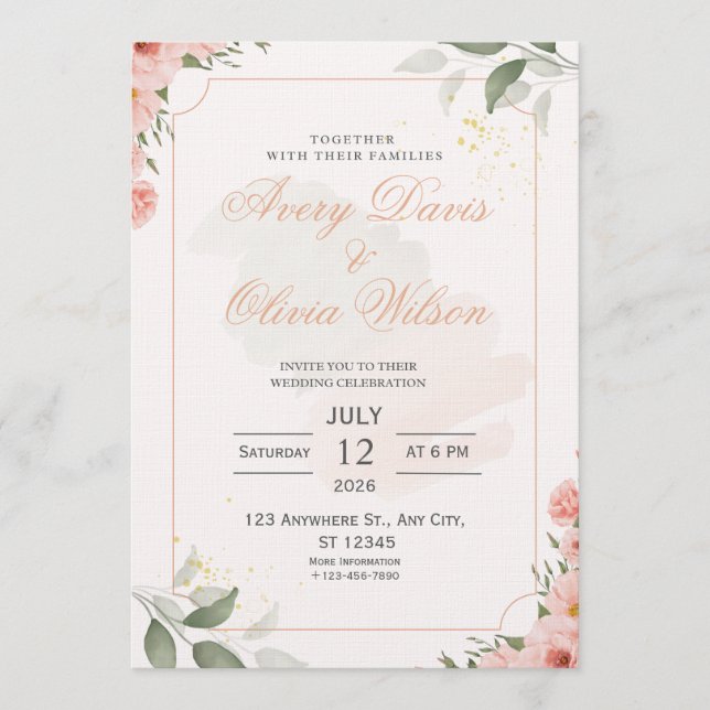 Customizable Wedding Invitation – Elegant  Inbjudningar (Framsida)